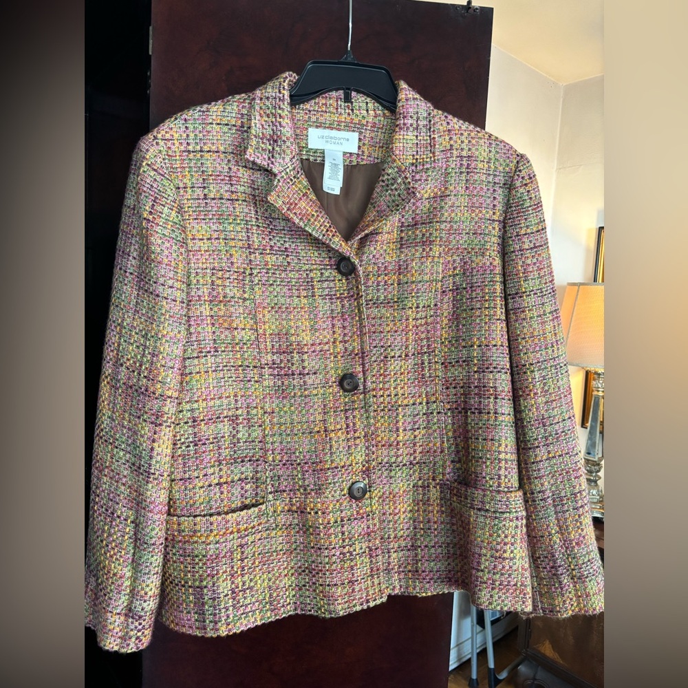 Liz Claiborne Women's Multicolor Tweed Jacket Size 2 X